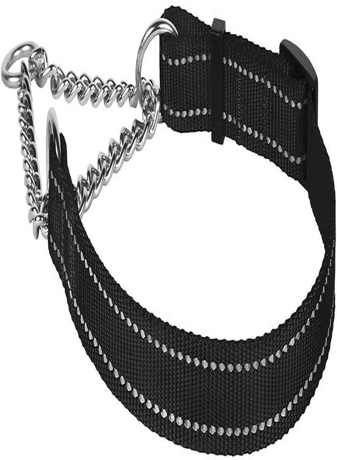 Petlicious & More® (Size - Large, Thickness - 1.25" Inch) Martingale Collar Reflective Choke Collar for Large Dogs (Adjustable 18-26" Inch Neck Size, Color Black) - Image 1
